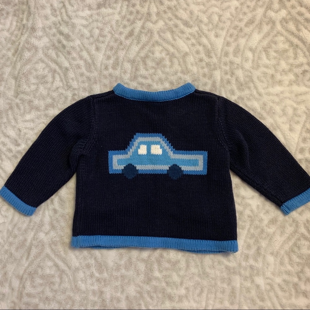 Baby GAP cotton cardigan navy car boys 6-12 MONTHS